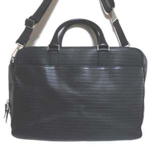 DIOR HOMME Leather Briefcase Business Bag with PC Pocket, Black, Men's